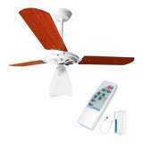 Ventilador De Teto Ventex Yris Com Controle Remoto Branco Com 3 Pás Cor  Mogno De  Mdf, 1.1 m De Diâmetro 127 v