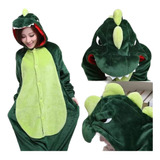 Mameluco Pijama Infantil Dinosaurio Verde Kigurumi 