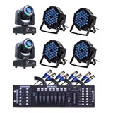 Kit 2 Moving Head Spot 60w + 4 Canhão 36 Leds + Mesa E Cabos