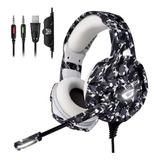 Audfono Gamer Onikuma K5 Camou Gris Con Luz Led