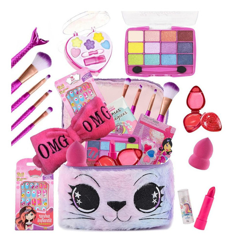 Kit Maquiagem Criança Infantil Maleta + Batom Sombra Pincel