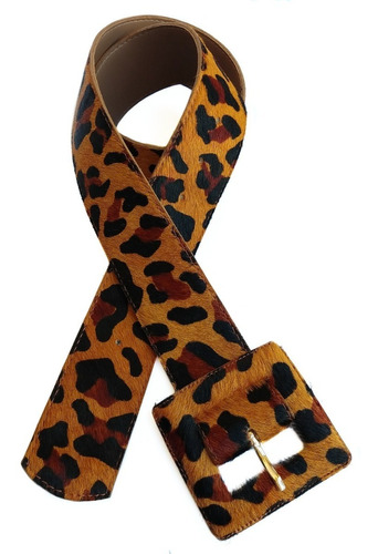 Cinto Feminino Couro Legítimo Animal Print Onça Com Pelos Lançamento Frete Grátis