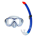 Combo Mascara Y Snorkel Escualo Color Azul - Modelo 5073