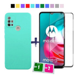 Kit Película 3d + Capa Silicone Para Moto G10 G20 G30 Case Cor Tifanny