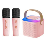 Kit Parlante Y 2 Micrófonos Karaoke Para Niños Bluetooth Led