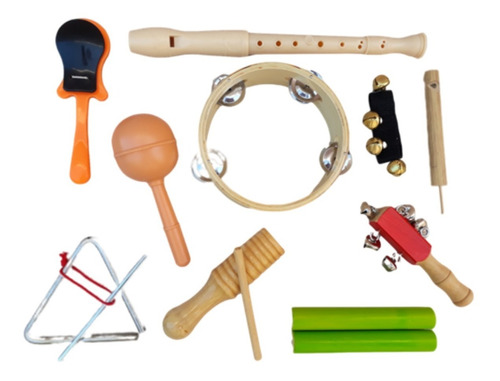 Set Percusion Infantil 10 Instrumentos Musicales Con Bolso