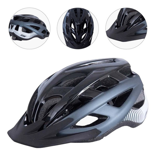 Capacete Asw Bike Fun Cinza E Preto Com Led Traseiro 20