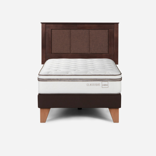 Cama Europea Rosen  Classique+ 1,5 Plazas + Respaldo Rachel