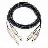 Cabo 2 P10 Mono X 2 Rca 1 Metro Excelente Qualidade Metal