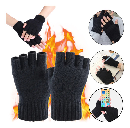 Guantes Medio Dedo Cortos Hombre Mujer Unisex Frio Invierno 