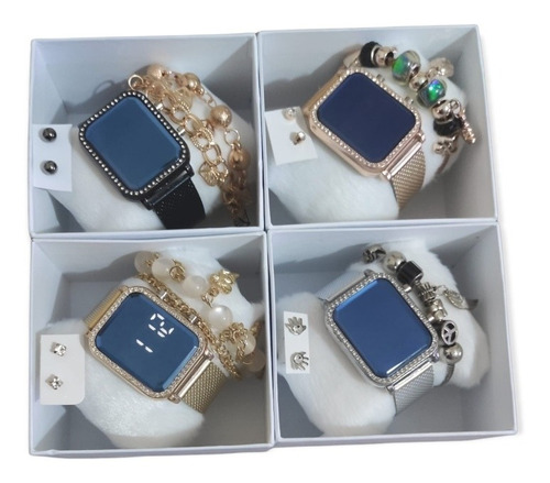 Kit Com 10 Relógios Digital Feminino+caixa+pulseiras Atacado