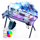 Dowinx Escritorio Para Juegos Con Luces Led, Mesa De Comput.