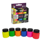 Tinta Para Tecido Neon 6 Potes 15 Ml 04006acrilex