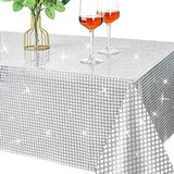 Mantel Disco Con Lentejuelas, 55 X 108 Pulgadas, Espejo, Lám