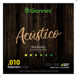 Jogo De Cordas P/ Violão Giannini Acústico Aço 010 Bronze