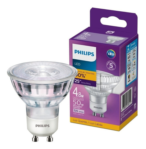 Kit 9 Lâmpadas Dicroica Led Philips Gu10 4,8w 525lm 2700k