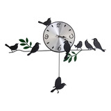 3d Reloj De Pared De Hierro Pájaros Péndulo Silencio Relojes