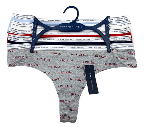 Paquete 5 Tangas Algodon Mujer Tommy Hilfiger Original