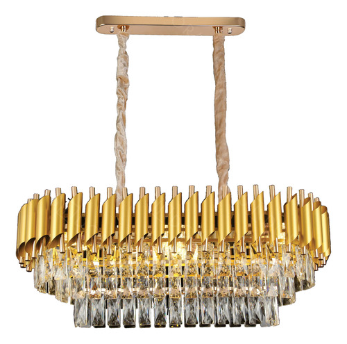 Lustre Pendente Cristal Vana Gold Dourado Sindora 75x35cm