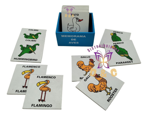 Juego Mesa Memoria Juguete Didáctico Madera Aves Niños 20 Pz