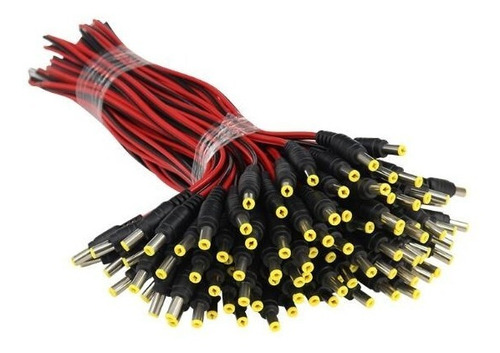 Jack Macho 5,5 X 2,1 Plug Macho Hueco Con Cable 25cm Kit X4 
