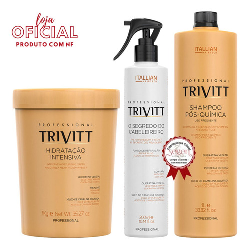 Trivitt - Shampoo 1l + Hidratação Intensiva 1kg + O Segredo