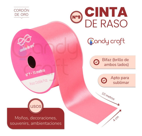 Cinta Raso N9 - 4cm - Cordon De Oro X 10 Metros - Stock