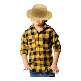 Camisa Xadrez Infantil + Chapéu Festa Junina Quadrilha Kids