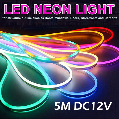 5m Llevó La Luz De Tira Flexible Dc 12v Led Neon Flex Tube Color De La Luz Dc Plug/12v-5m-purple