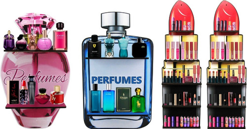 Kit Expositores Perfumes Batom Porta Cápsulas  Mdf 5 Peças