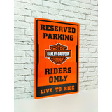 Vintage Harley Davidson Parking D Lamina Metálica Reflejante