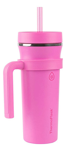 Thermoflask Termo Vaso 950ml Con Asa Y Tapa De Popote, 24hrs