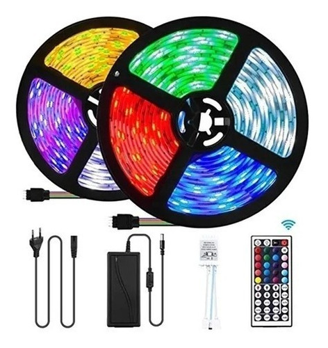 Tira Led Rgb Luces Habitación 220 Control Grande Kit X 10mts