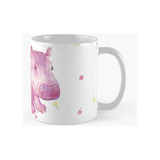 Taza Rosa Fiona Hippo Floral Acuarela Pintura Calidad Premiu