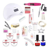 Kit Unhas Gel Acrigel Fibra Porcelana Cabine Led Completo  