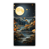 45x90cm Cuadro Moderno Paisaje Noche Montaña Fases Luna Dor