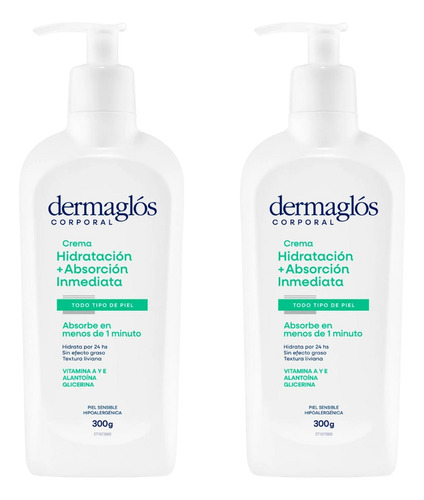 Combo X2 Dermaglos Crema Corporal Absorción Inmediata 300gr