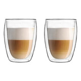 Vaso Café Transparente Doble Vidrio Pared 350 Ml Pack X2