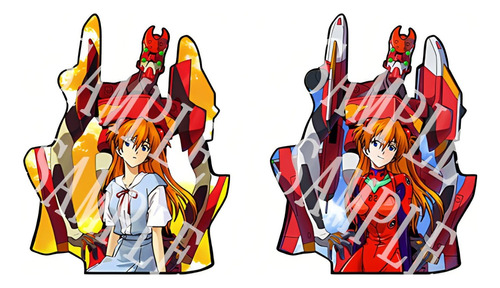 Sticker 3d Movimiento Anime Evangelion Eva 02 Asuka Rojo 