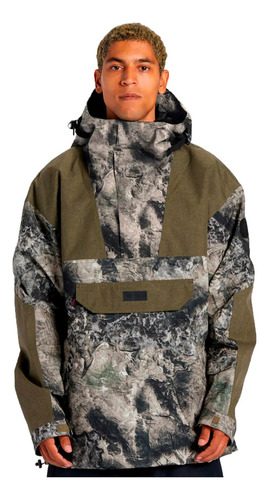 Anorak Dc Snow Hombre Verde Camo Ras