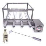 Kit Grill Inox Gira 4 Espetos Especial P/ Pré-moldadas 55cm