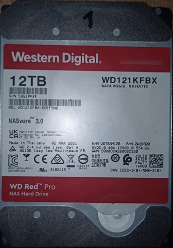 Disco Duro Interno Western Digital Red Wd121kfbx 12tb Red