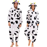 Ropa Pareja , Pijama Una Pieza Vaca Franela Otoño E Invierno