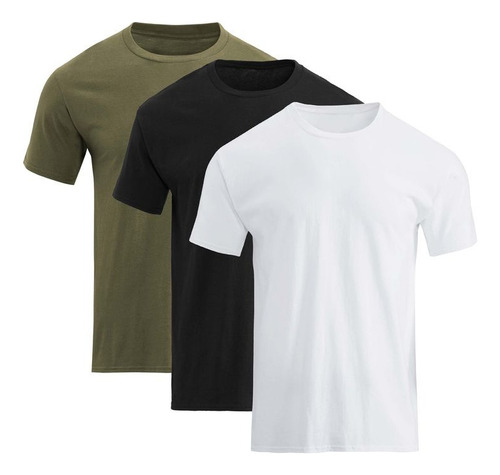 Pack X3 Remeras Hombre Manga Corta Lisa Algodon