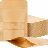 200 Bolsas Stand Up Pouch Kraft Con Ventana Para 100g