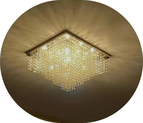 Lustre De Cristal Legitimo 40x40 Sala Escritório Vai Montado Cor Cinza 110v/220v (bivolt)