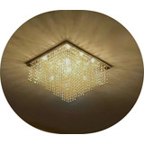 Lustre De Cristal Legitimo 40x40 Sala Escritório Vai Montado Cor Cinza 110v/220v (bivolt)