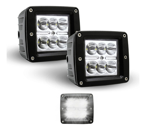 Par Faros Cuadrados 6 Led Fija Estrobo 4x4 Jeep Off Road