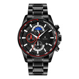 Reloj Hombre Seger 9250 Original Eeuu Acero Elegante Sport Color De La Malla Negro