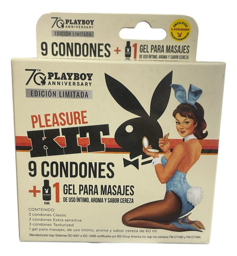 Kit Condones Playboy 9 Condones + 1 Gel Para Masajes